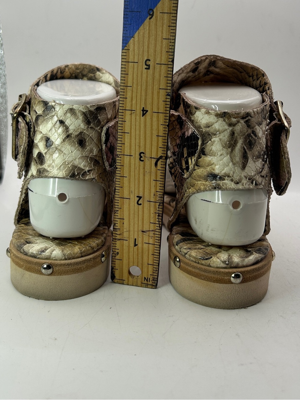 AGL womans sandals brown pink silver strappy python reptile animal size 38 US 8 - Picture 4 of 14
